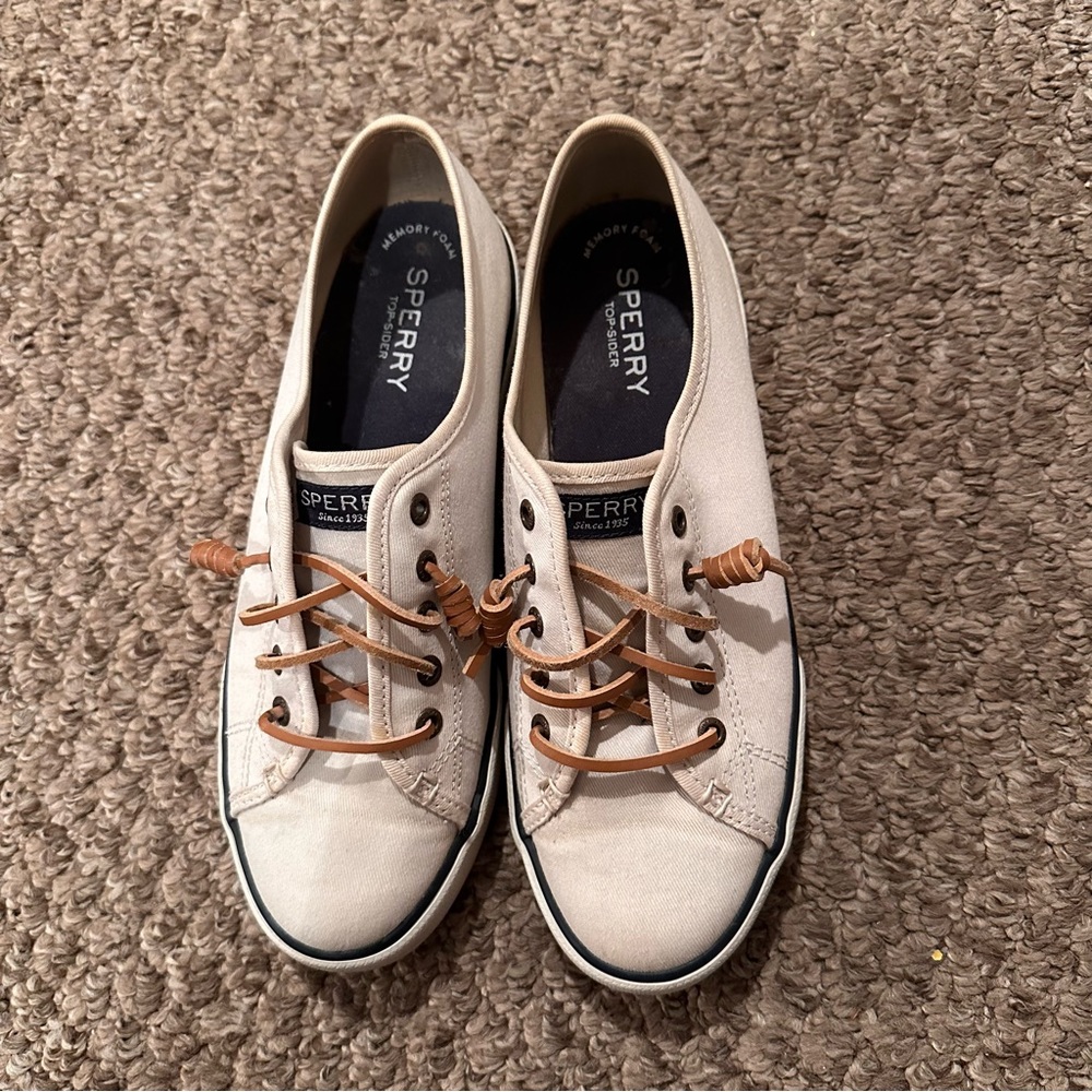 Off White Sperry 7.5 Slip On Shoes